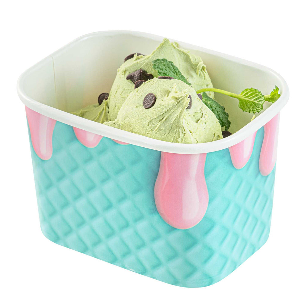 Coppetta 12 oz Square Bubblegum Splash Paper To Go Cup - 4 1/4" x 3 1/4" x 2 3/4" - 50 count box