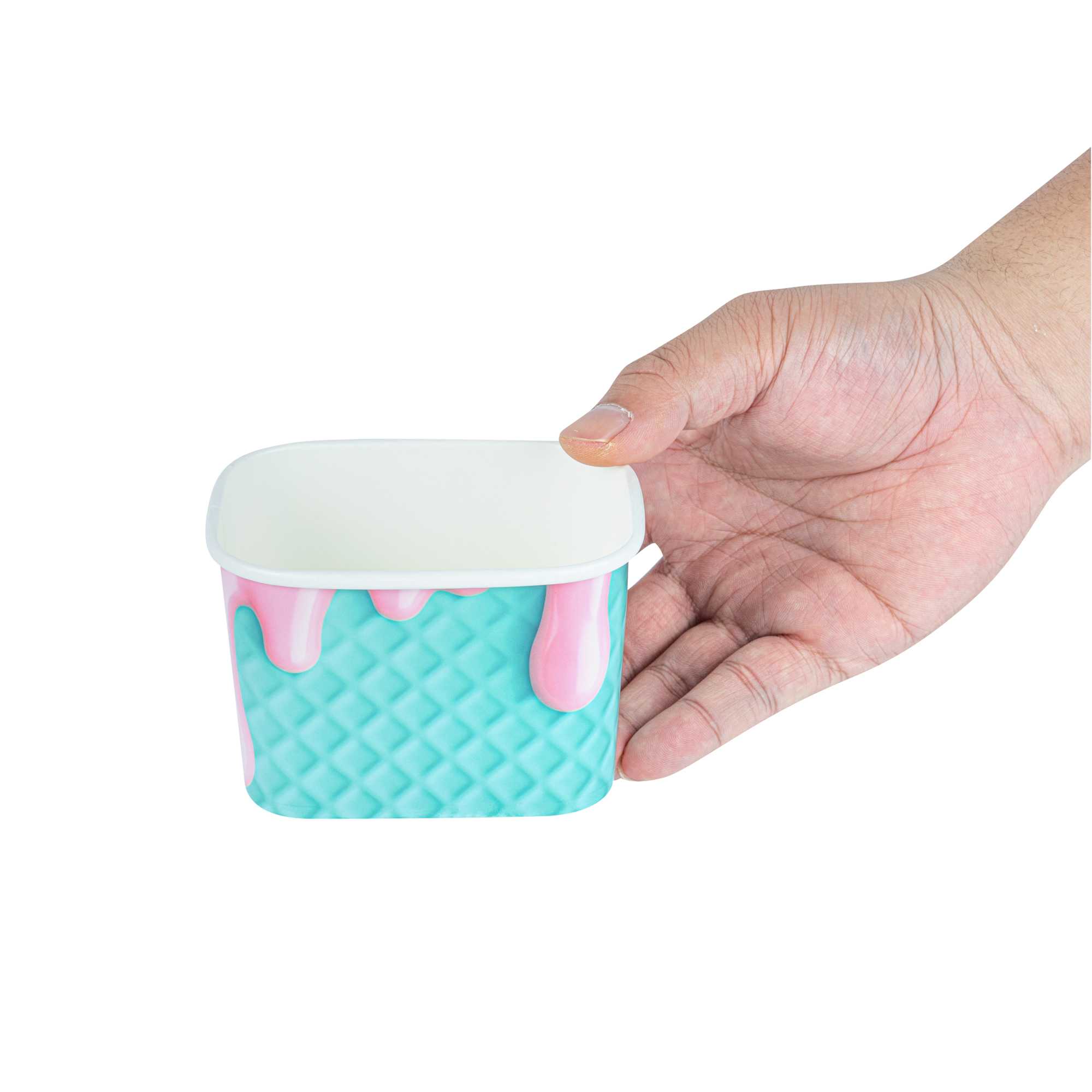 Coppetta 12 oz Square Bubblegum Splash Paper To Go Cup - 4 1/4" x 3 1/4" x 2 3/4" - 50 count box