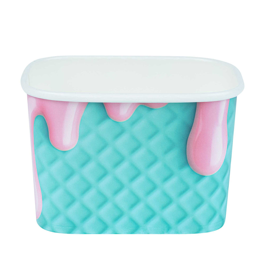 Coppetta 12 oz Square Bubblegum Splash Paper To Go Cup - 4 1/4" x 3 1/4" x 2 3/4" - 50 count box
