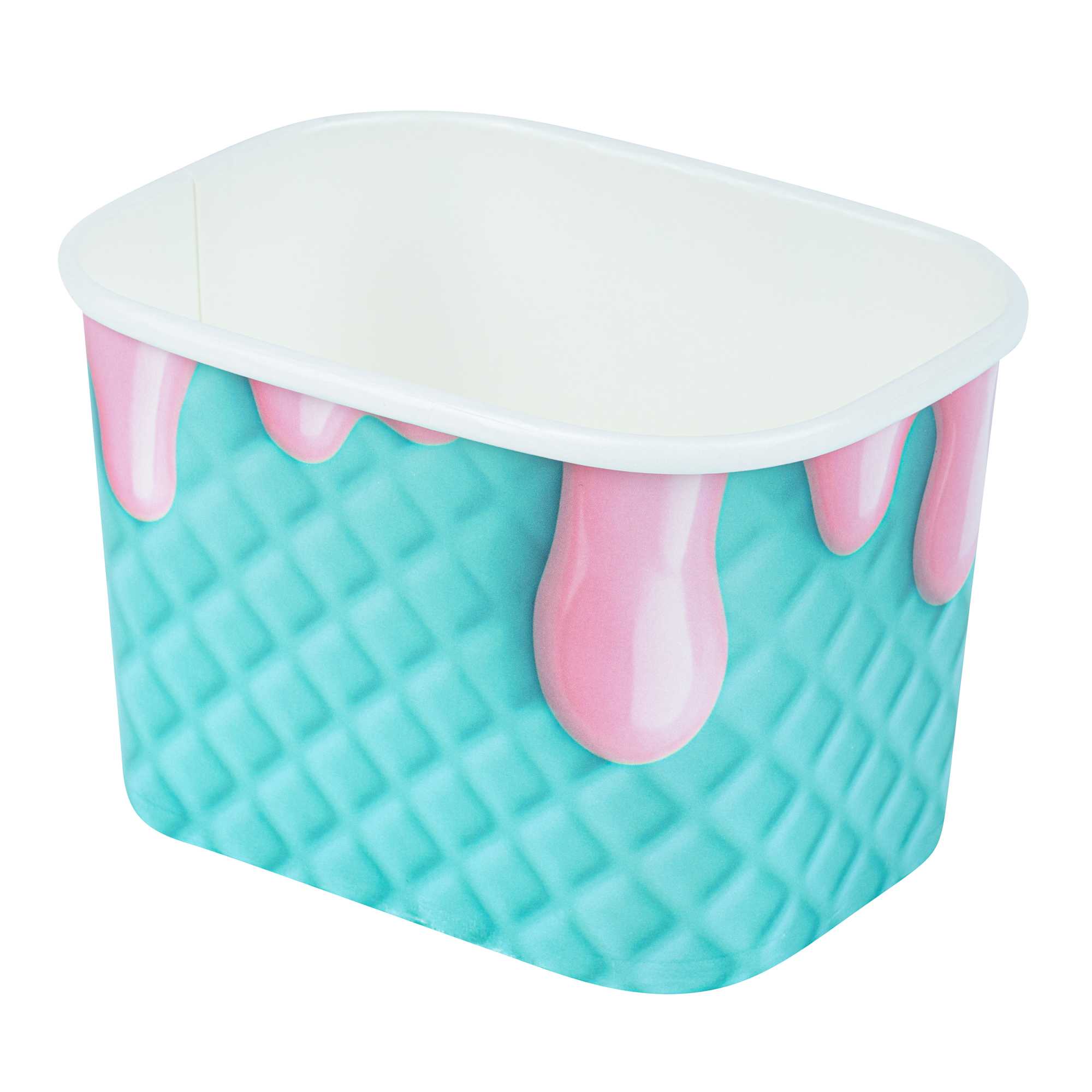 Coppetta 12 oz Square Bubblegum Splash Paper To Go Cup - 4 1/4" x 3 1/4" x 2 3/4" - 50 count box