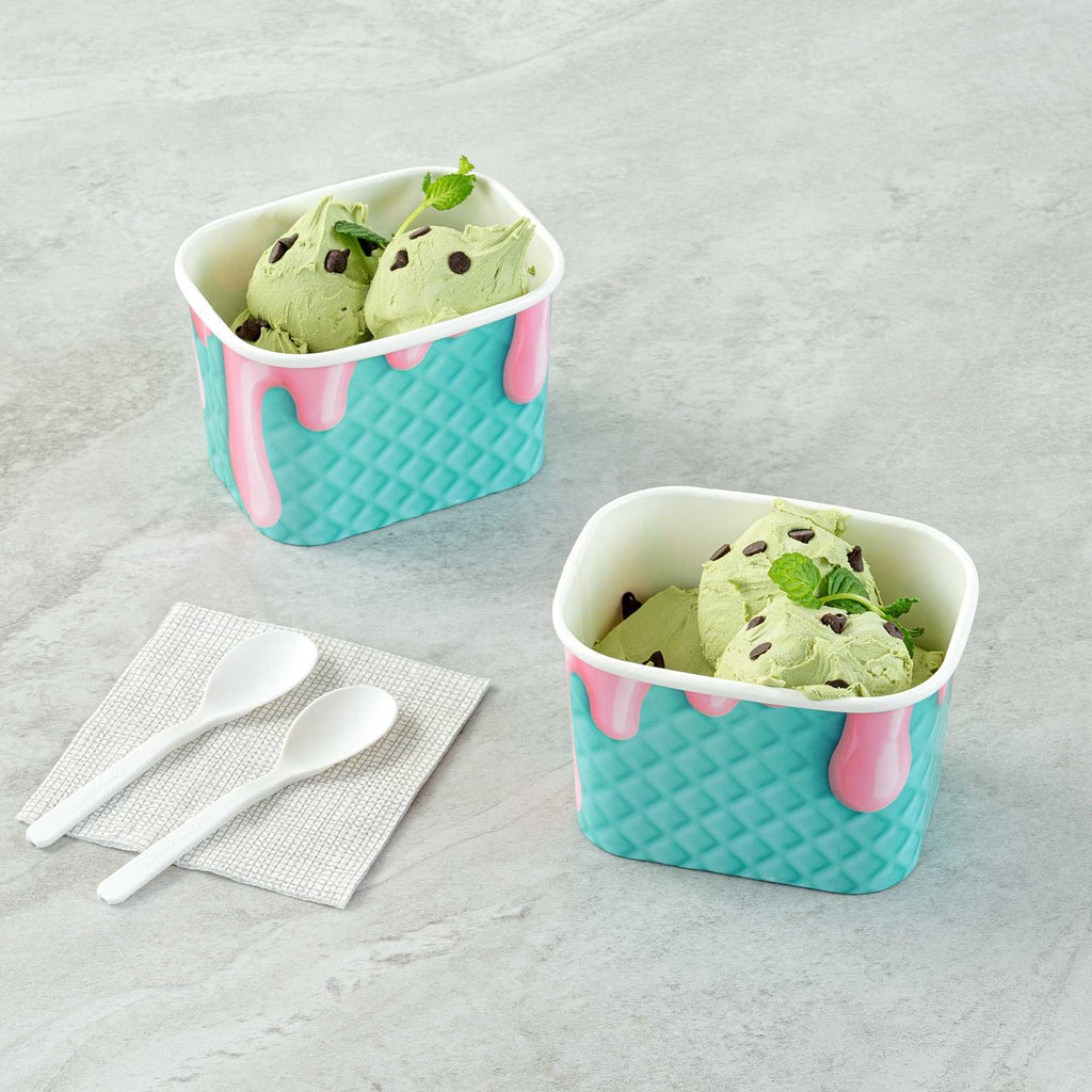 Coppetta 12 oz Square Bubblegum Splash Paper To Go Cup - 4 1/4" x 3 1/4" x 2 3/4" - 50 count box