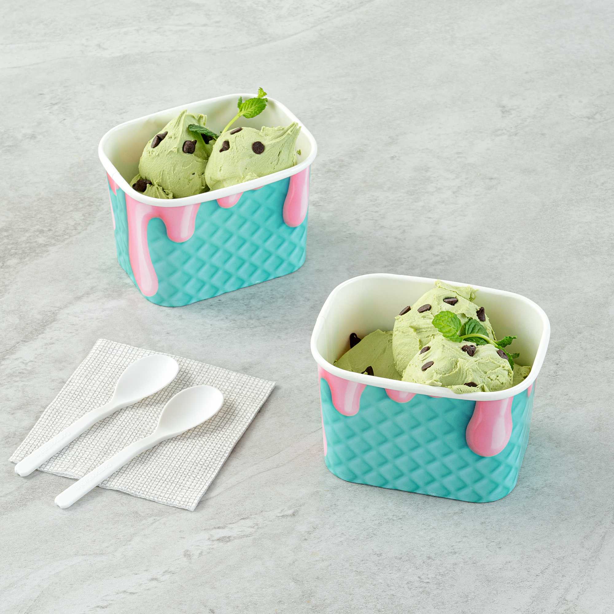 Coppetta 12 oz Square Bubblegum Splash Paper To Go Cup - 4 1/4" x 3 1/4" x 2 3/4" - 50 count box