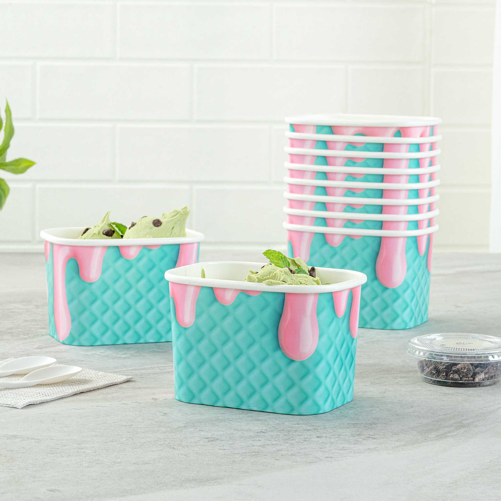 Coppetta 12 oz Square Bubblegum Splash Paper To Go Cup - 4 1/4" x 3 1/4" x 2 3/4" - 50 count box