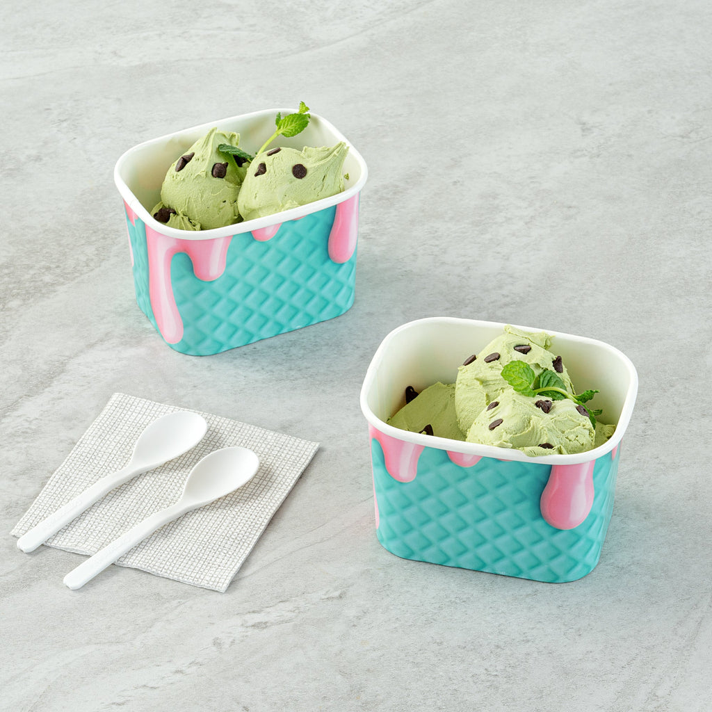 Coppetta 12 oz Square Bubblegum Splash Paper To Go Cup - 4 1/4" x 3 1/4" x 2 3/4" - 200 count box