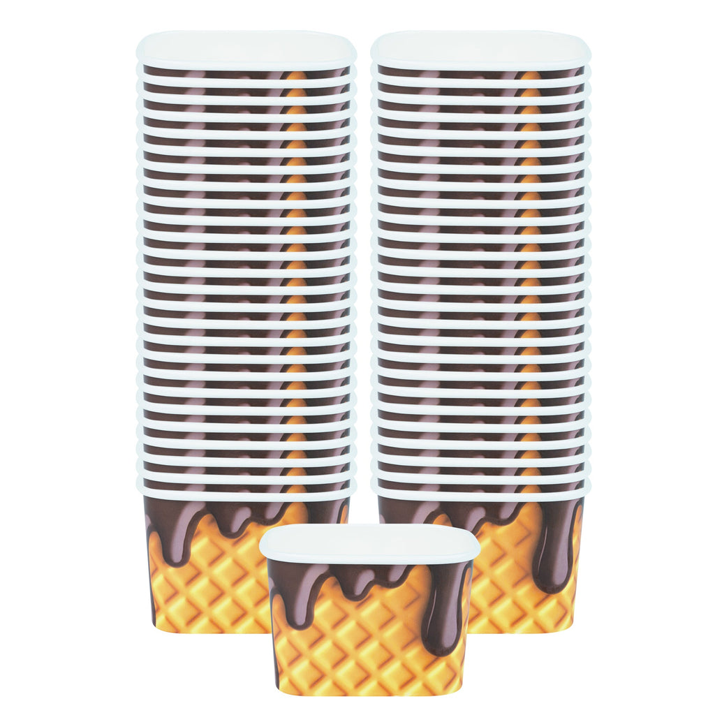 Coppetta 12 oz Square Chocolate Drizzle Paper To Go Cup - 4 1/4" x 3 1/4" x 2 3/4" - 200 count box