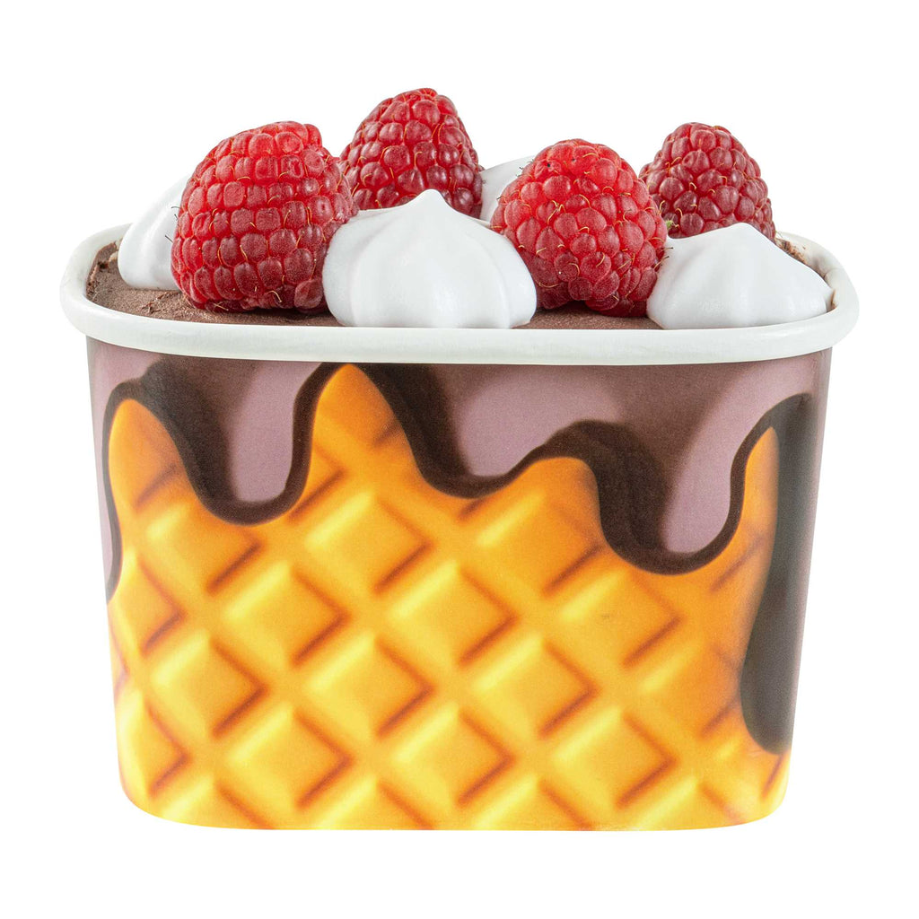 Coppetta 12 oz Square Chocolate Drizzle Paper To Go Cup - 4 1/4" x 3 1/4" x 2 3/4" - 50 count box