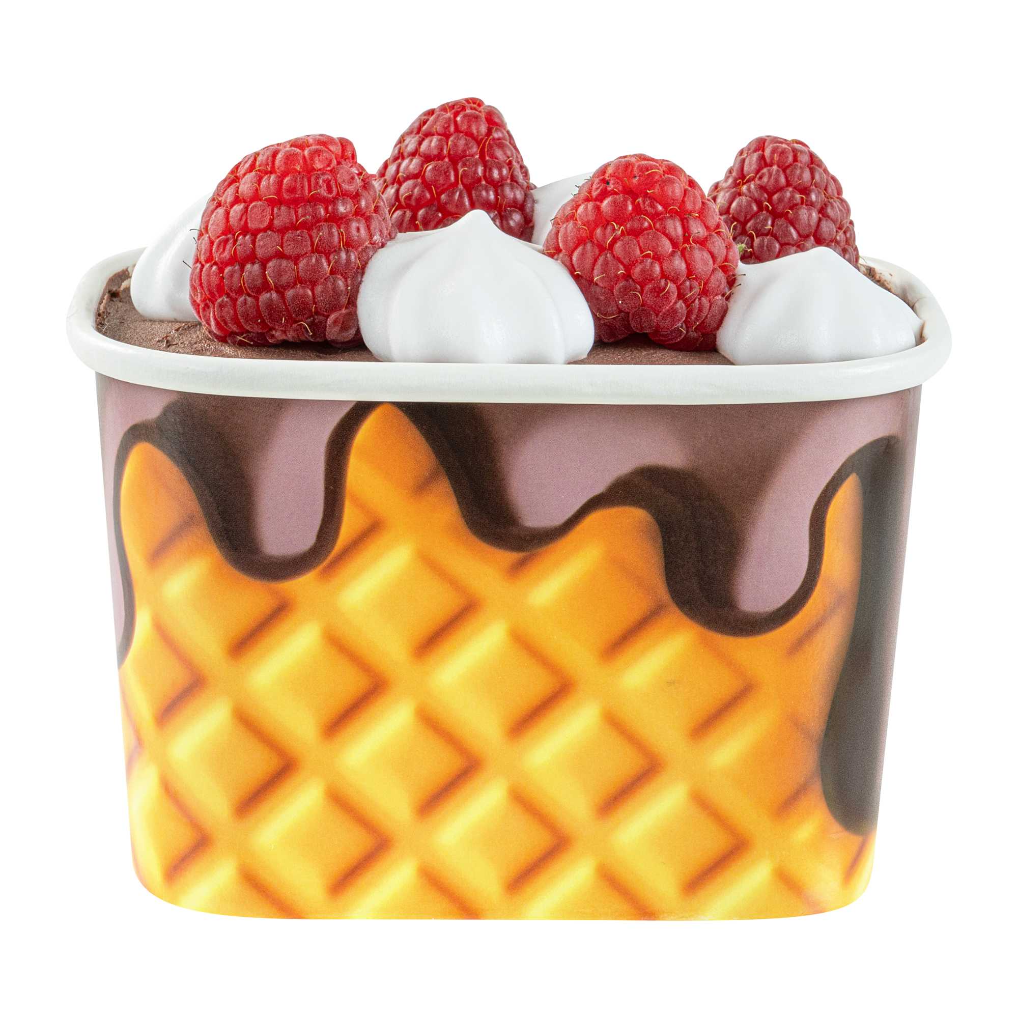 Coppetta 12 oz Square Chocolate Drizzle Paper To Go Cup - 4 1/4" x 3 1/4" x 2 3/4" - 50 count box