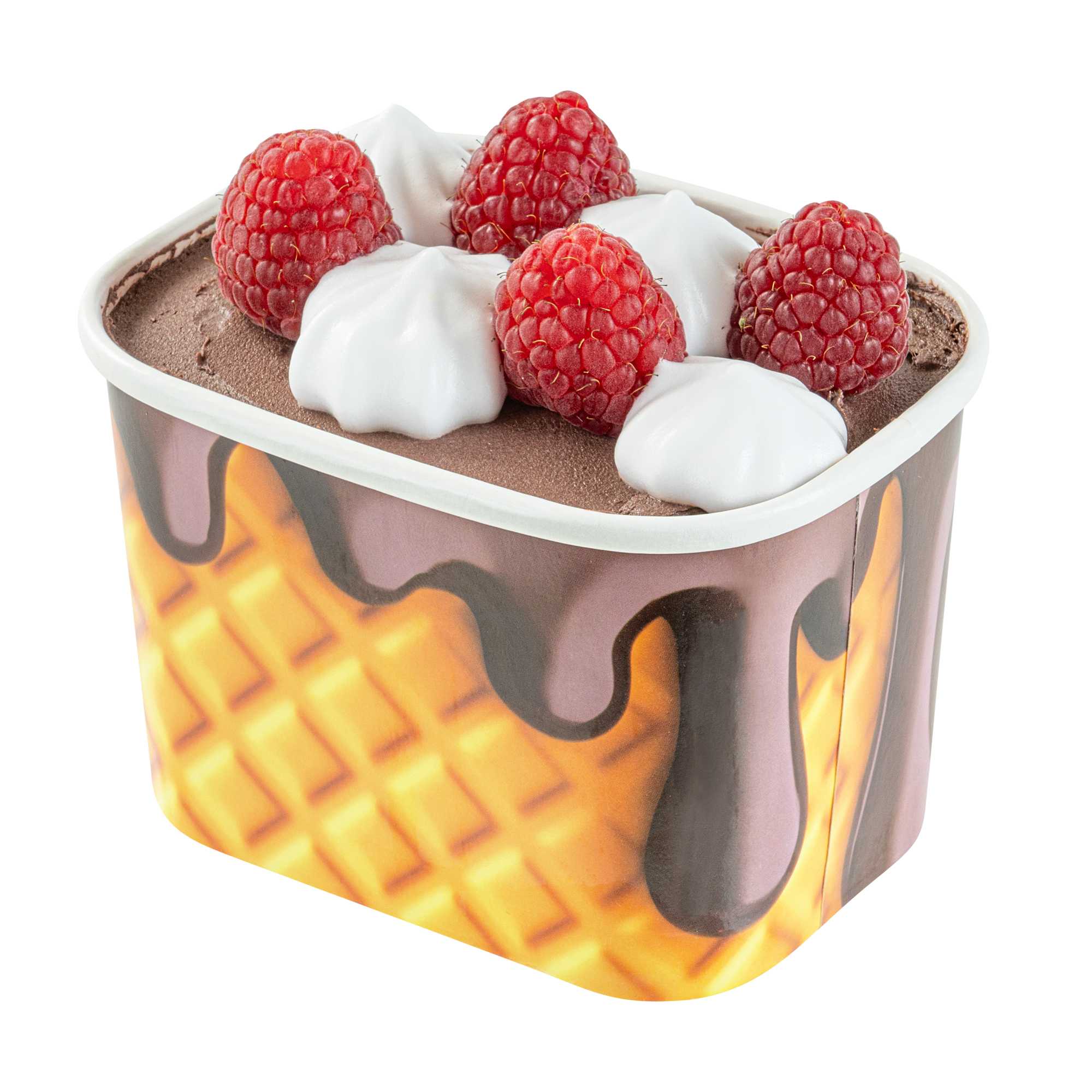Coppetta 12 oz Square Chocolate Drizzle Paper To Go Cup - 4 1/4" x 3 1/4" x 2 3/4" - 50 count box