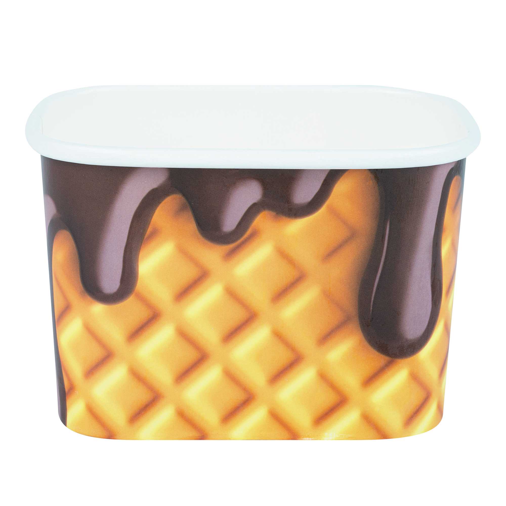 Coppetta 12 oz Square Chocolate Drizzle Paper To Go Cup - 4 1/4" x 3 1/4" x 2 3/4" - 50 count box