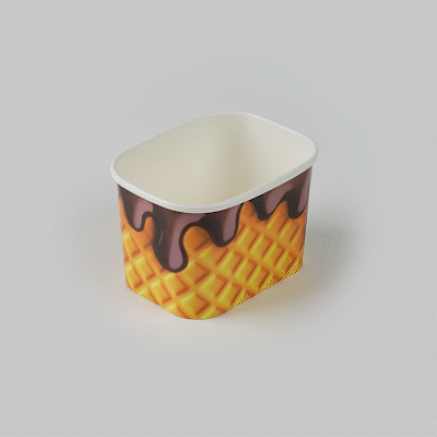 Coppetta 12 oz Square Chocolate Drizzle Paper To Go Cup - 4 1/4" x 3 1/4" x 2 3/4" - 200 count box