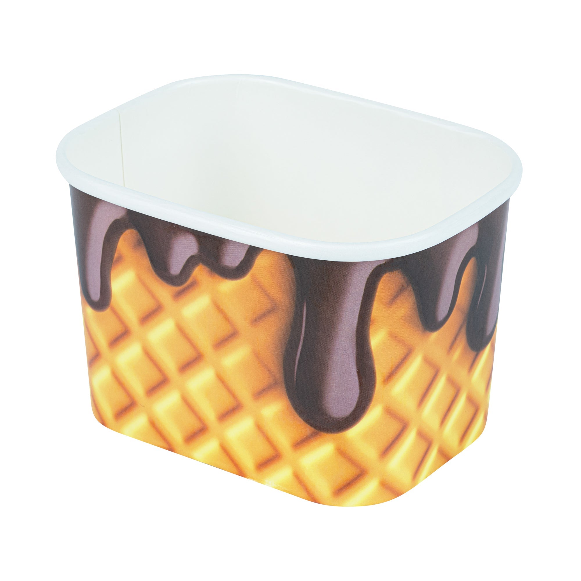 Coppetta 12 oz Square Chocolate Drizzle Paper To Go Cup - 4 1/4" x 3 1/4" x 2 3/4" - 200 count box
