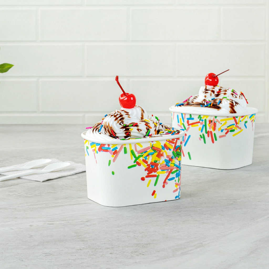 Coppetta 12 oz Square Paper To Go Cup - with Classic Sprinkles - 4 1/4" x 3 1/4" x 2 3/4" - 200 count box