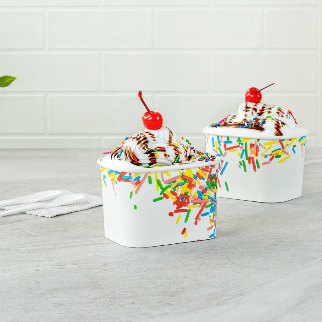 Coppetta 12 oz Square Paper To Go Cup - with Classic Sprinkles - 4 1/4" x 3 1/4" x 2 3/4" - 50 count box