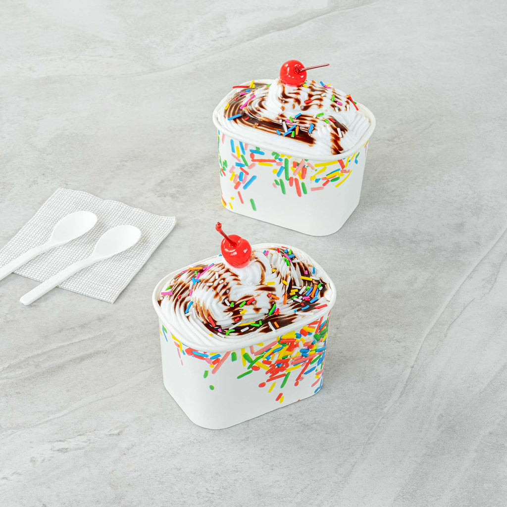 Coppetta 12 oz Square Paper To Go Cup - with Classic Sprinkles - 4 1/4" x 3 1/4" x 2 3/4" - 50 count box