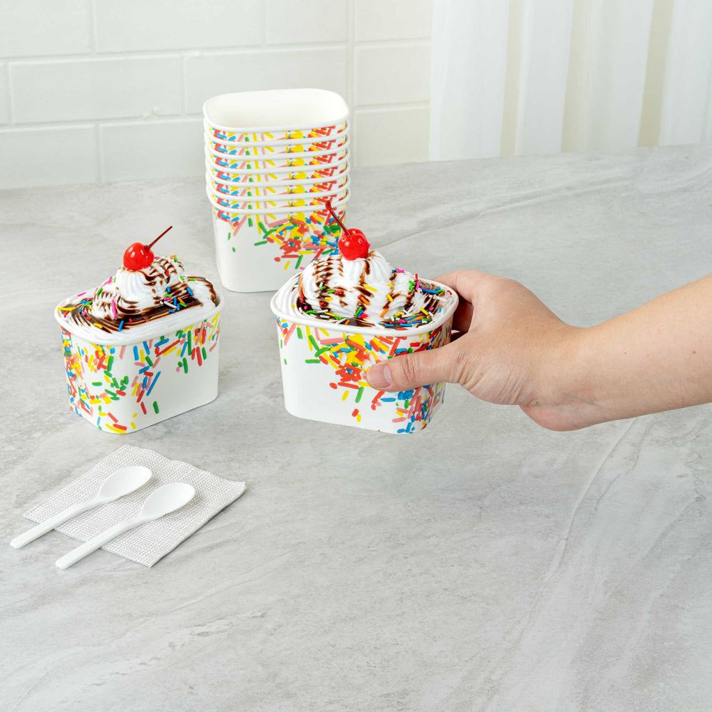 Coppetta 12 oz Square Paper To Go Cup - with Classic Sprinkles - 4 1/4" x 3 1/4" x 2 3/4" - 50 count box
