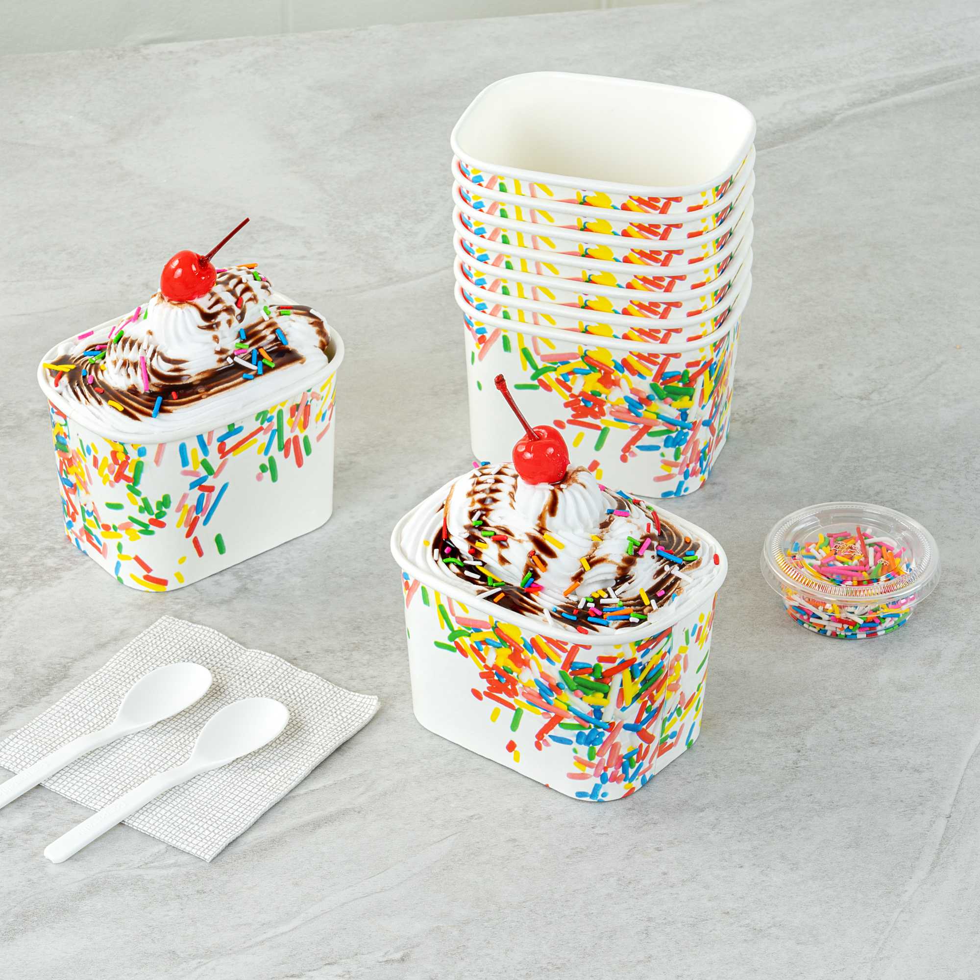Coppetta 12 oz Square Paper To Go Cup - with Classic Sprinkles - 4 1/4" x 3 1/4" x 2 3/4" - 50 count box