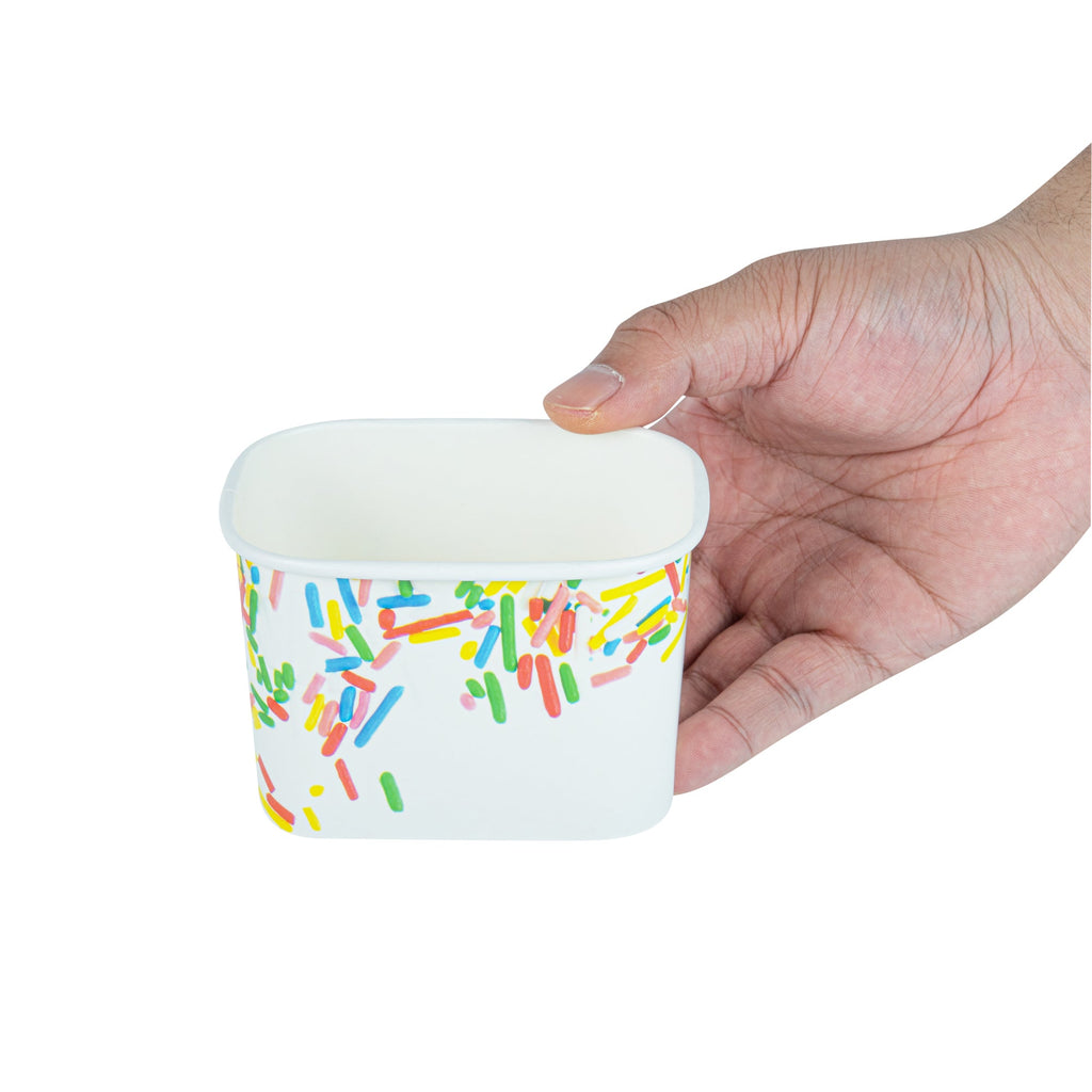 Coppetta 12 oz Square Paper To Go Cup - with Classic Sprinkles - 4 1/4" x 3 1/4" x 2 3/4" - 200 count box