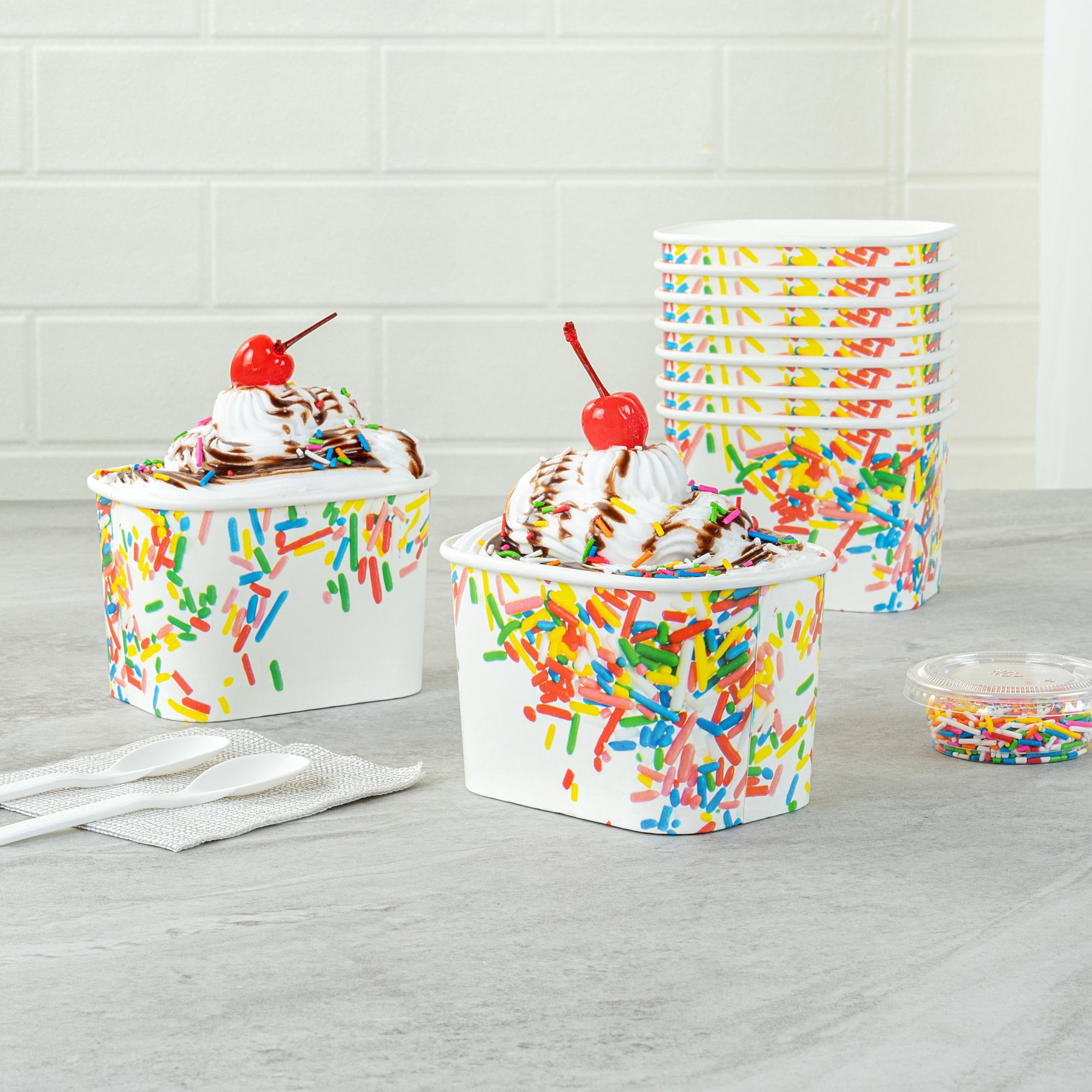 Coppetta 12 oz Square Paper To Go Cup - with Classic Sprinkles - 4 1/4" x 3 1/4" x 2 3/4" - 200 count box