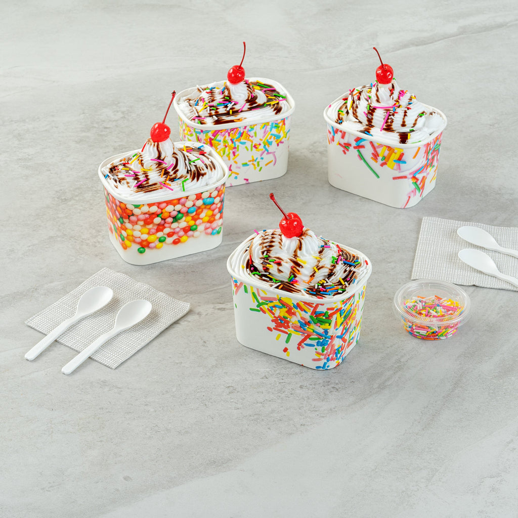 Coppetta 12 oz Square Paper To Go Cup - with Classic Sprinkles - 4 1/4" x 3 1/4" x 2 3/4" - 200 count box