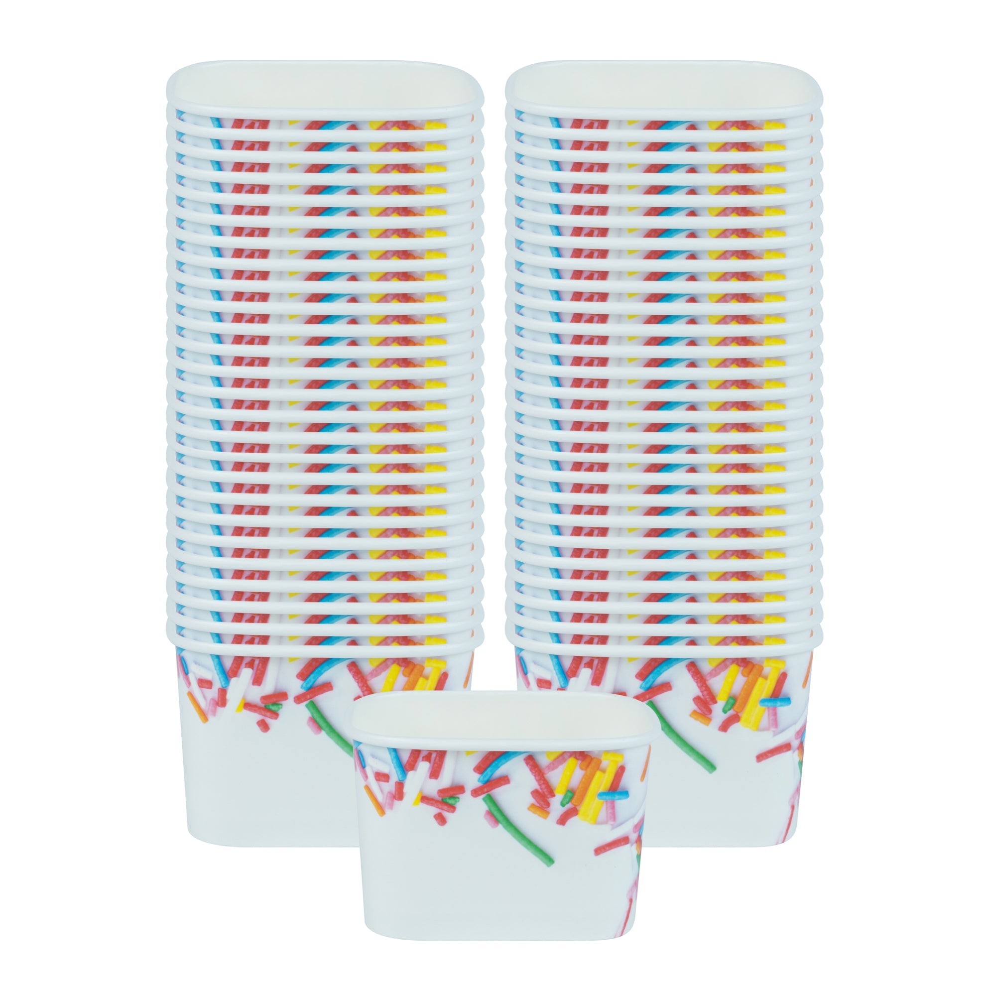 Coppetta 12 oz Square Paper To Go Cup - with Festive Sprinkles - 4 1/4" x 3 1/4" x 2 3/4" - 50 count box