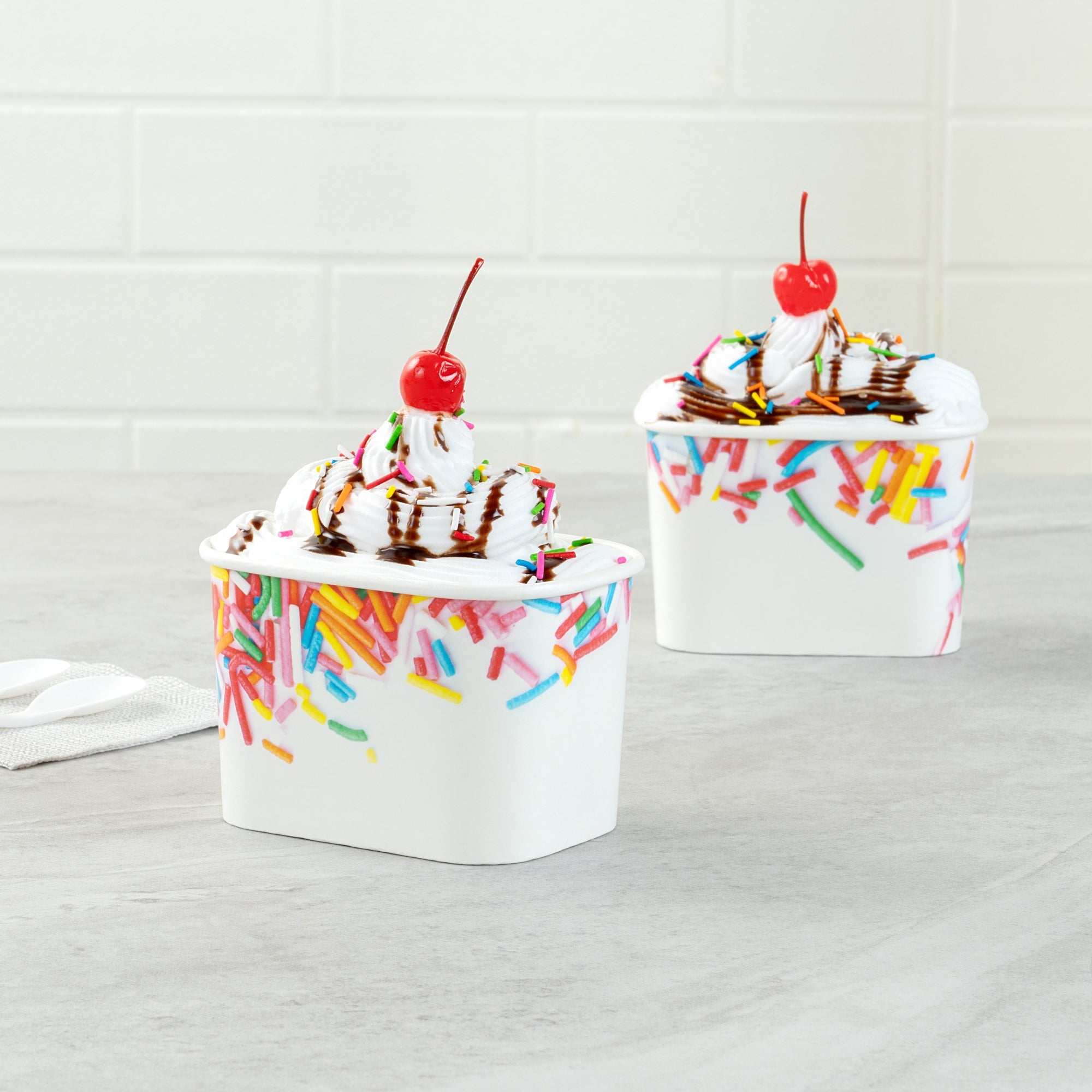 Coppetta 12 oz Square Paper To Go Cup - with Festive Sprinkles - 4 1/4" x 3 1/4" x 2 3/4" - 50 count box