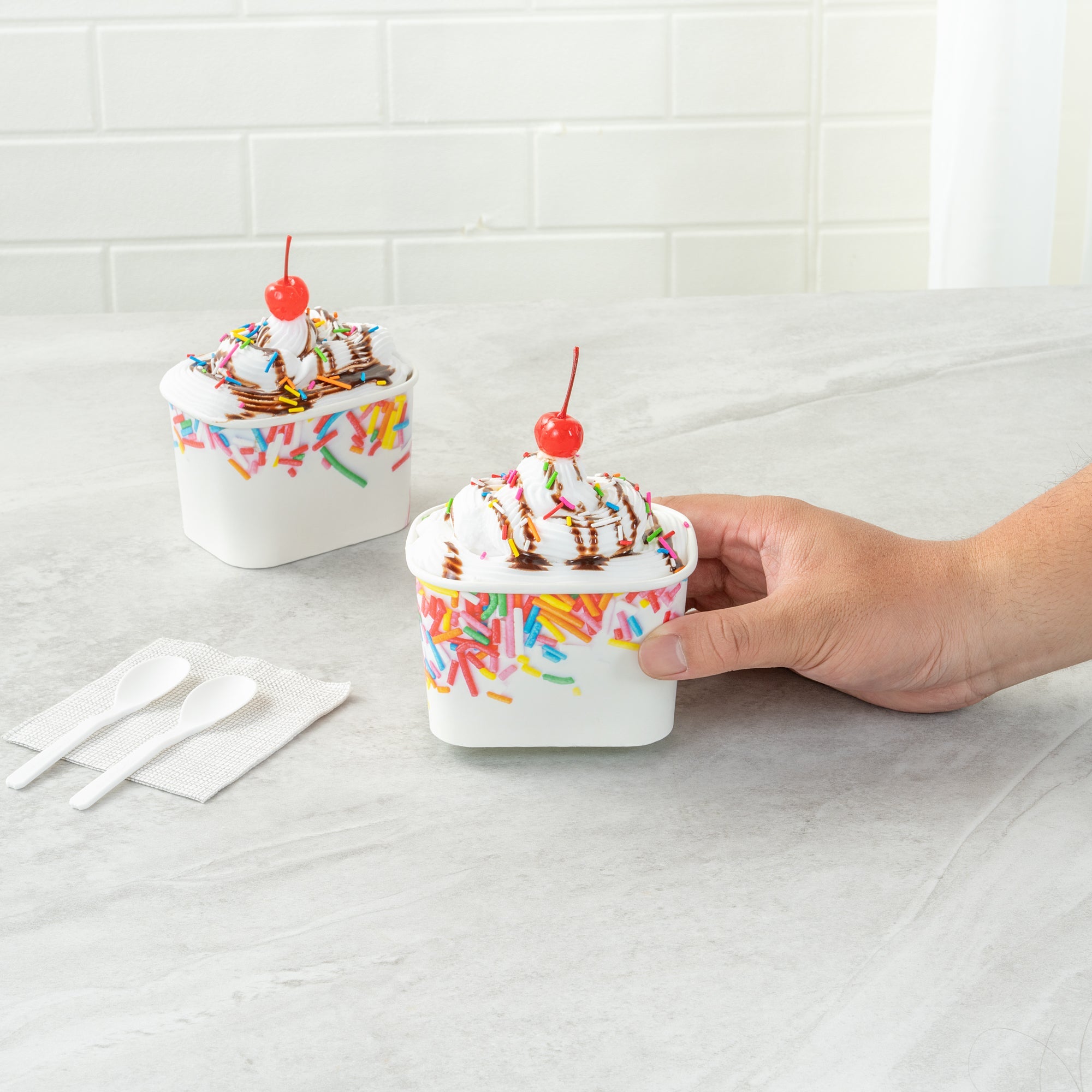 Coppetta 12 oz Square Paper To Go Cup - with Festive Sprinkles - 4 1/4" x 3 1/4" x 2 3/4" - 50 count box