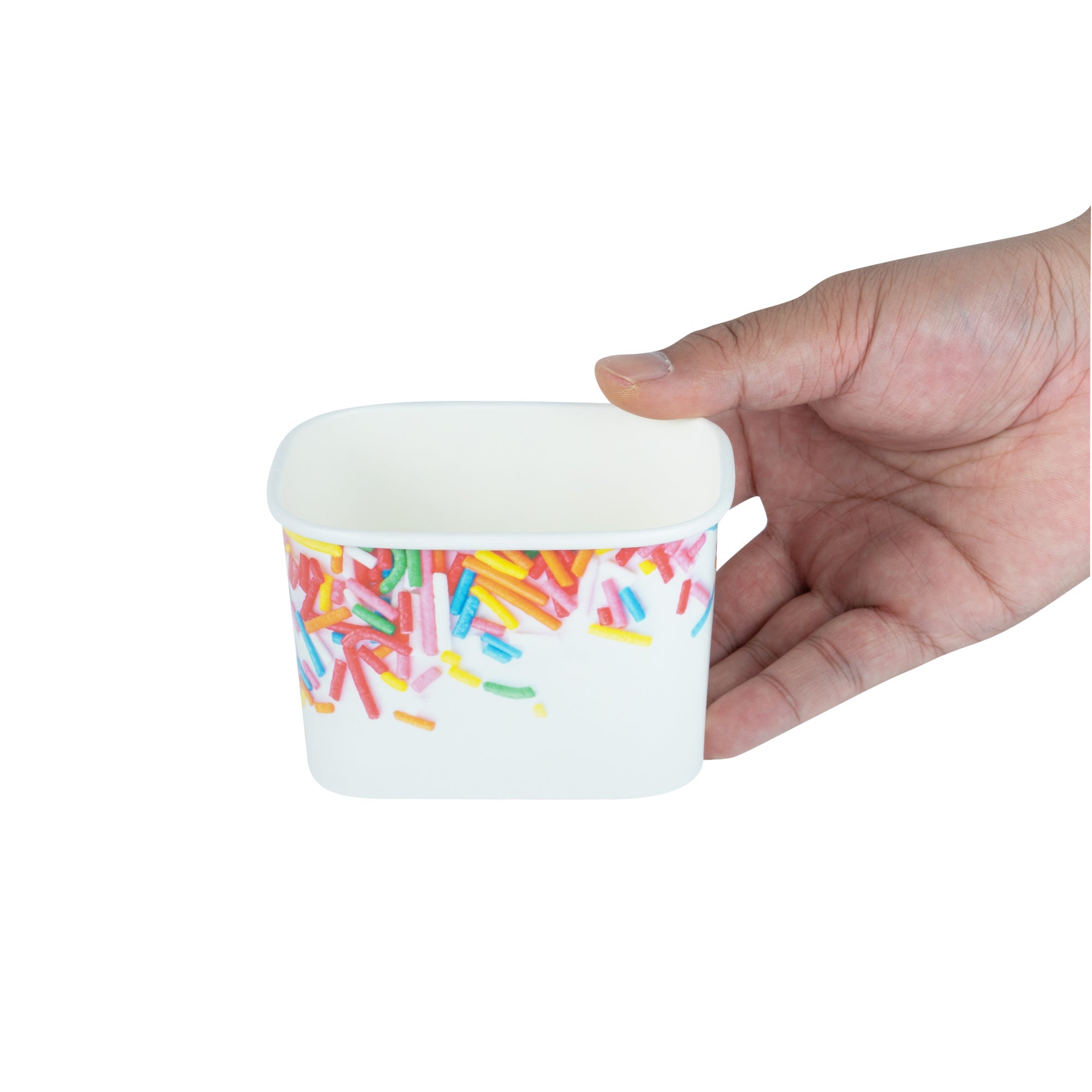 Coppetta 12 oz Square Paper To Go Cup - with Festive Sprinkles - 4 1/4" x 3 1/4" x 2 3/4" - 200 count box