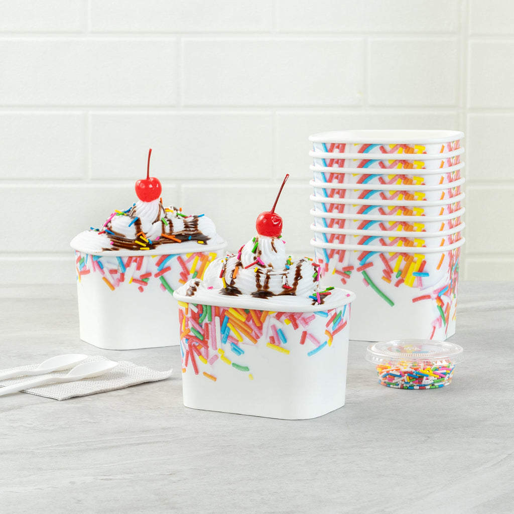 Coppetta 12 oz Square Paper To Go Cup - with Festive Sprinkles - 4 1/4" x 3 1/4" x 2 3/4" - 200 count box
