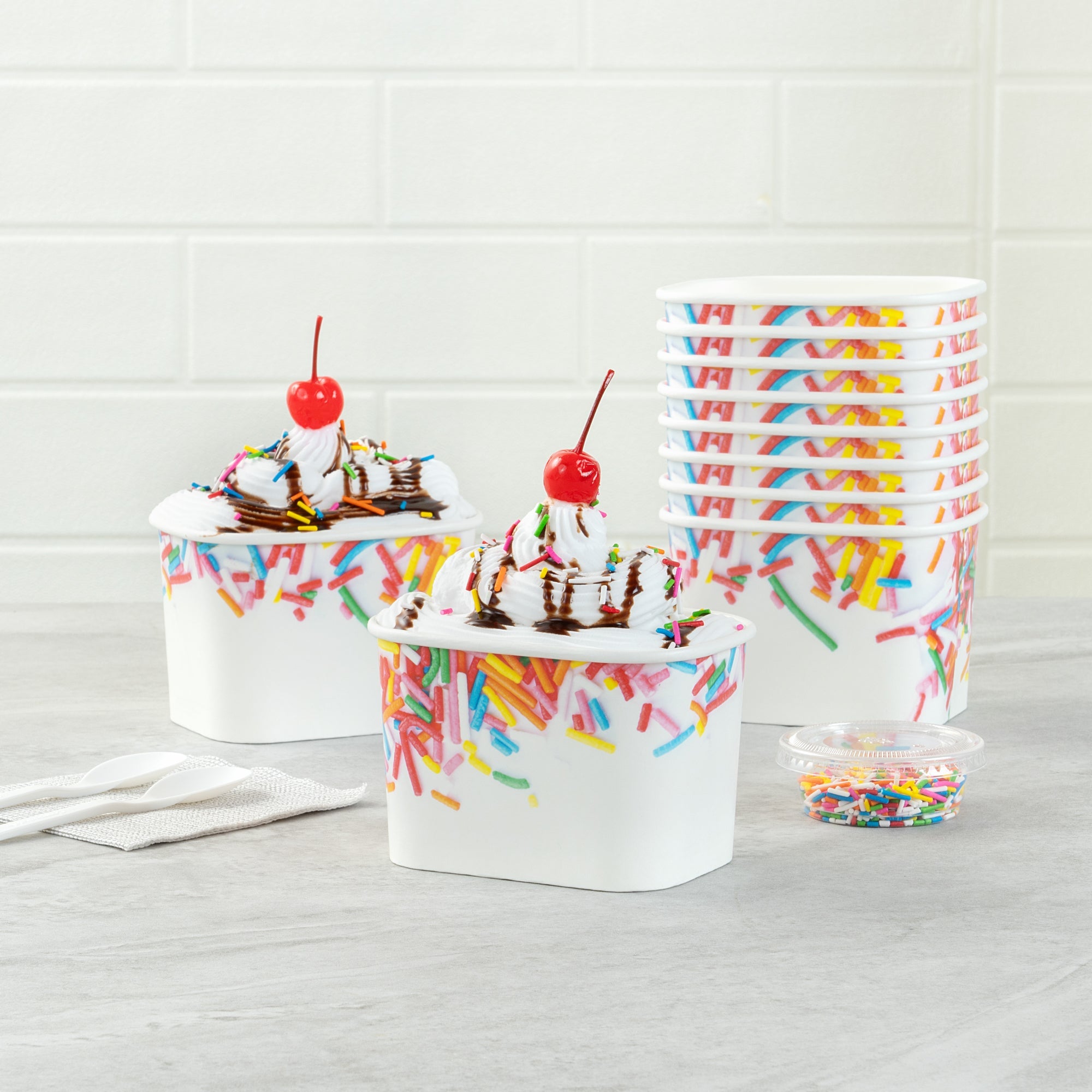 Coppetta 12 oz Square Paper To Go Cup - with Festive Sprinkles - 4 1/4" x 3 1/4" x 2 3/4" - 200 count box