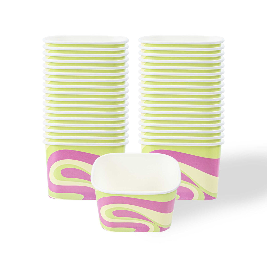 Coppetta 12 oz Square Pastel Groove Paper To Go Cup - 4 1/4" x 3 1/4" x 2 3/4" - 50 count box
