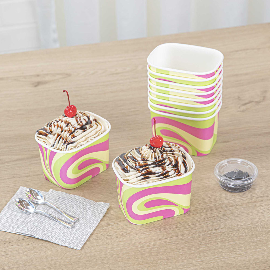 Coppetta 12 oz Square Pastel Groove Paper To Go Cup - 4 1/4" x 3 1/4" x 2 3/4" - 50 count box