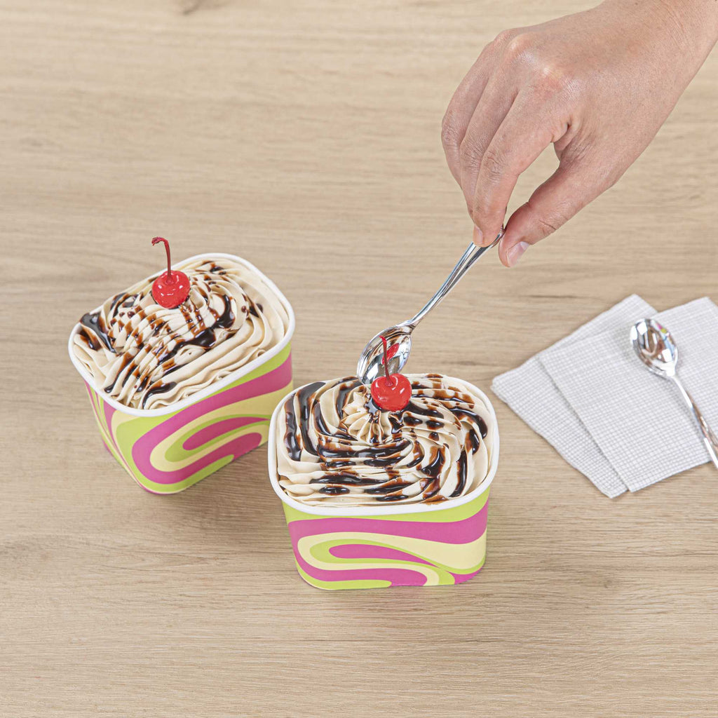 Coppetta 12 oz Square Pastel Groove Paper To Go Cup - 4 1/4" x 3 1/4" x 2 3/4" - 50 count box
