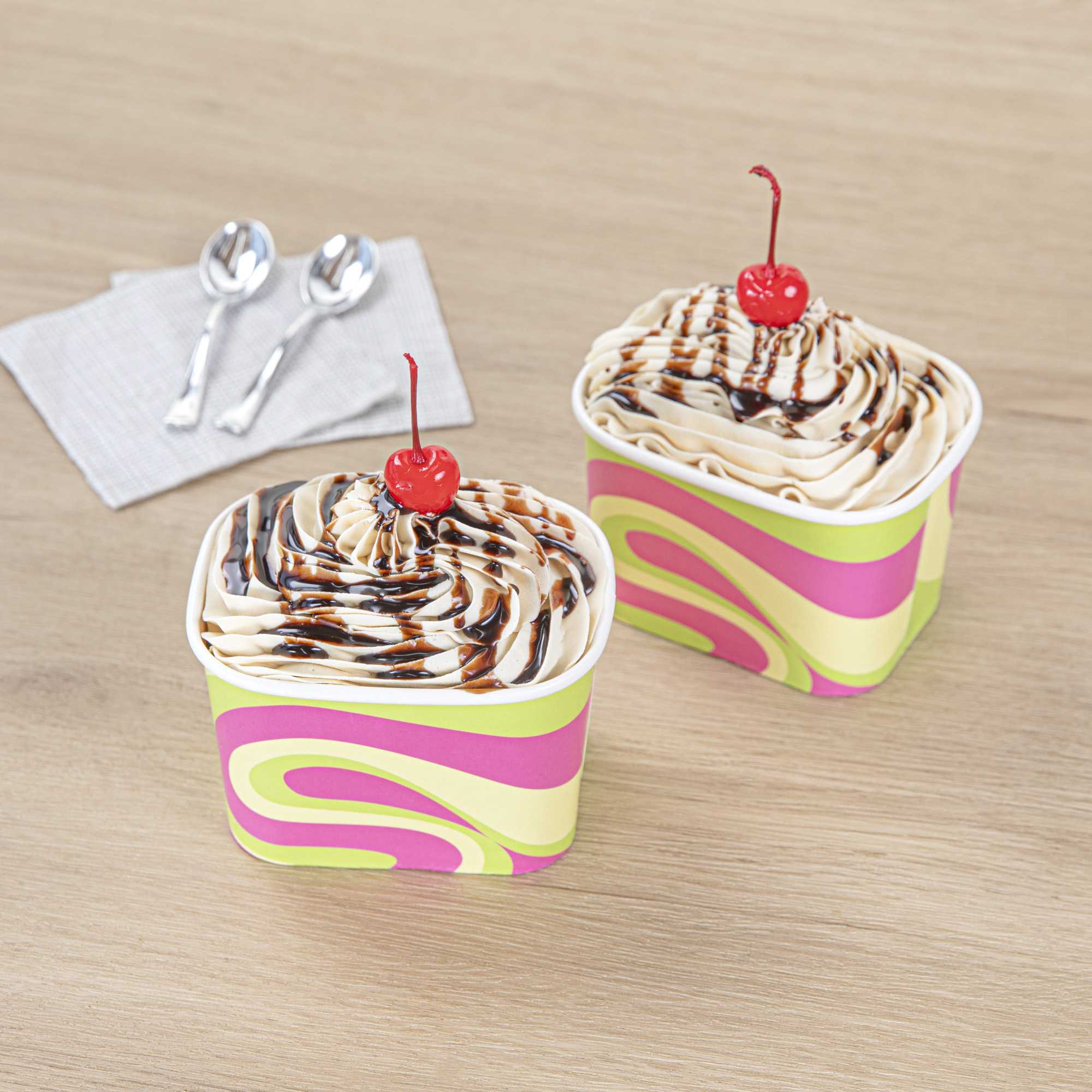 Coppetta 12 oz Square Pastel Groove Paper To Go Cup - 4 1/4" x 3 1/4" x 2 3/4" - 50 count box