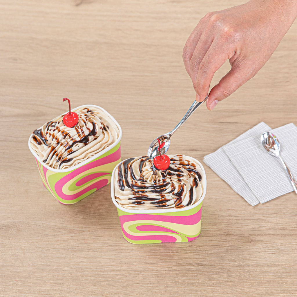 Coppetta 12 oz Square Pastel Groove Paper To Go Cup - 4 1/4" x 3 1/4" x 2 3/4" - 200 count box