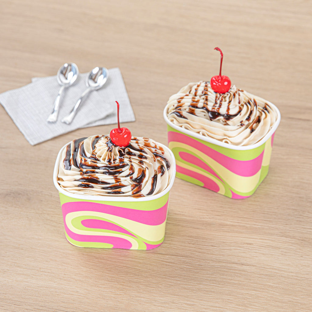 Coppetta 12 oz Square Pastel Groove Paper To Go Cup - 4 1/4" x 3 1/4" x 2 3/4" - 200 count box