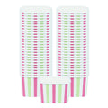 Coppetta 12 oz Square Green And Pink Stripe Paper To Go Cup - 4 1/4" x 3 1/4" x 2 3/4" - 200 count box