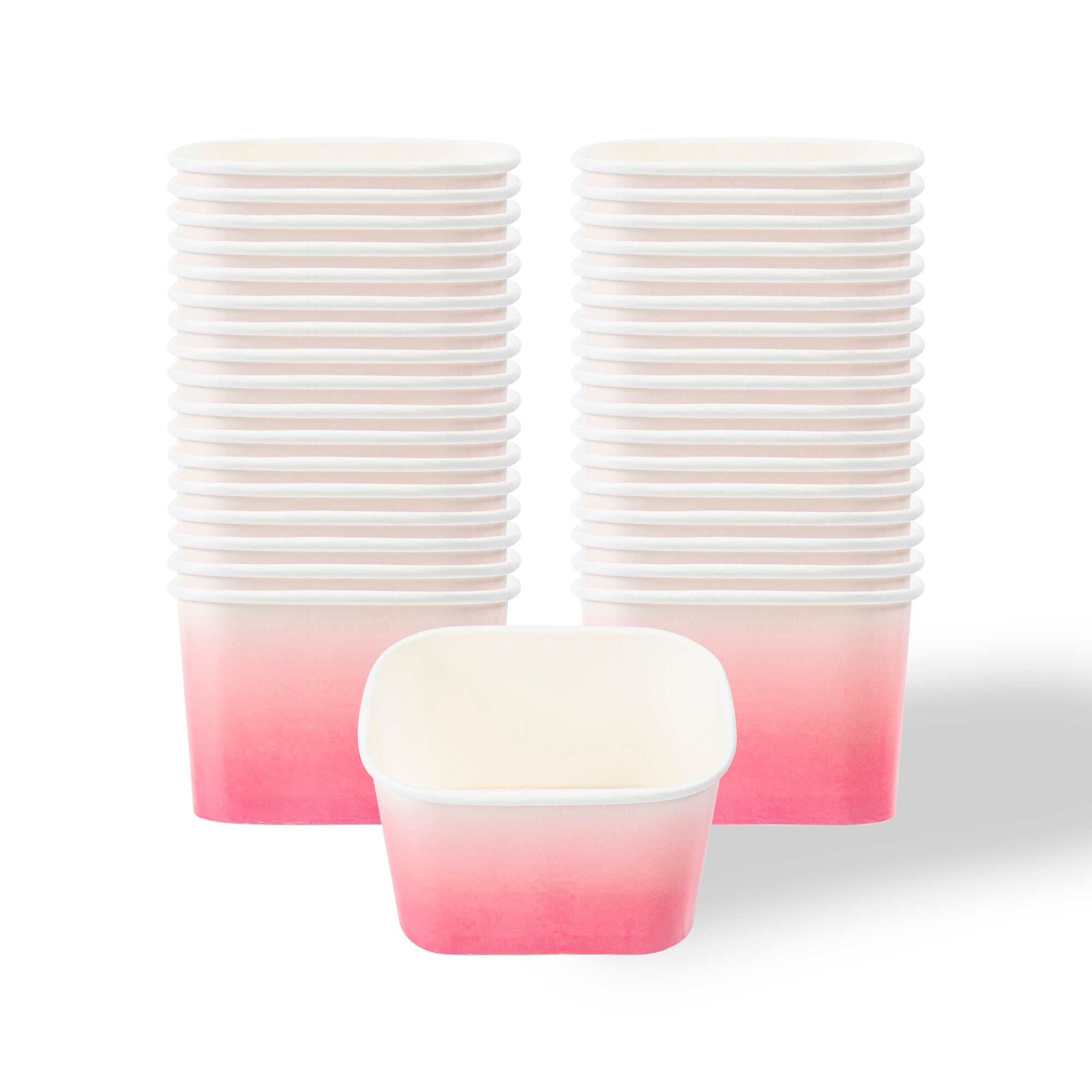 Coppetta 12 oz Square Pink And White Ombre Paper To Go Cup - 4 1/4" x 3 1/4" x 2 3/4" - 200 count box