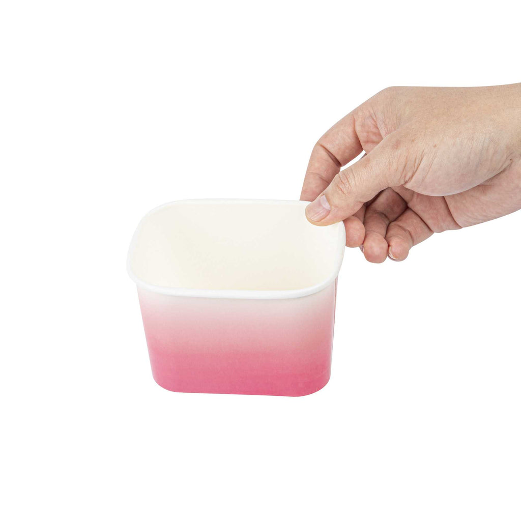 Coppetta 12 oz Square Pink And White Ombre Paper To Go Cup - 4 1/4" x 3 1/4" x 2 3/4" - 50 count box