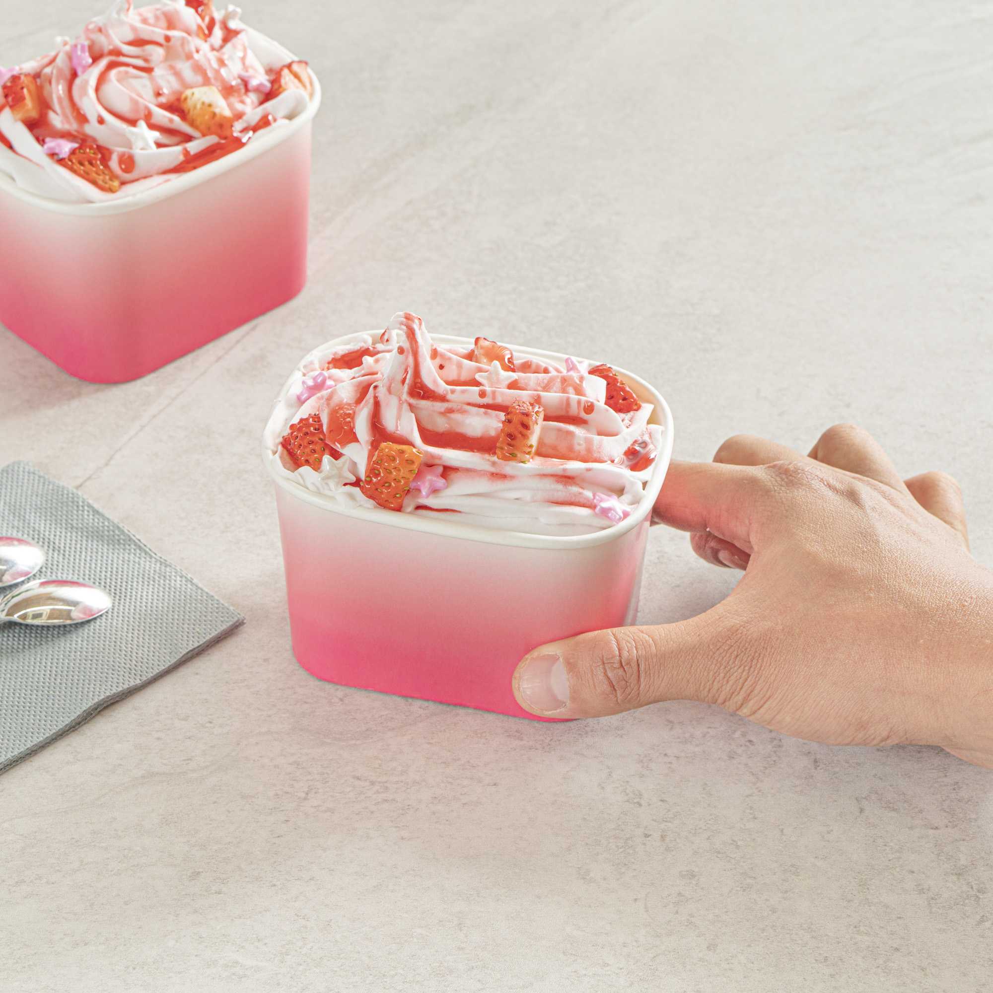 Coppetta 12 oz Square Pink And White Ombre Paper To Go Cup - 4 1/4" x 3 1/4" x 2 3/4" - 50 count box