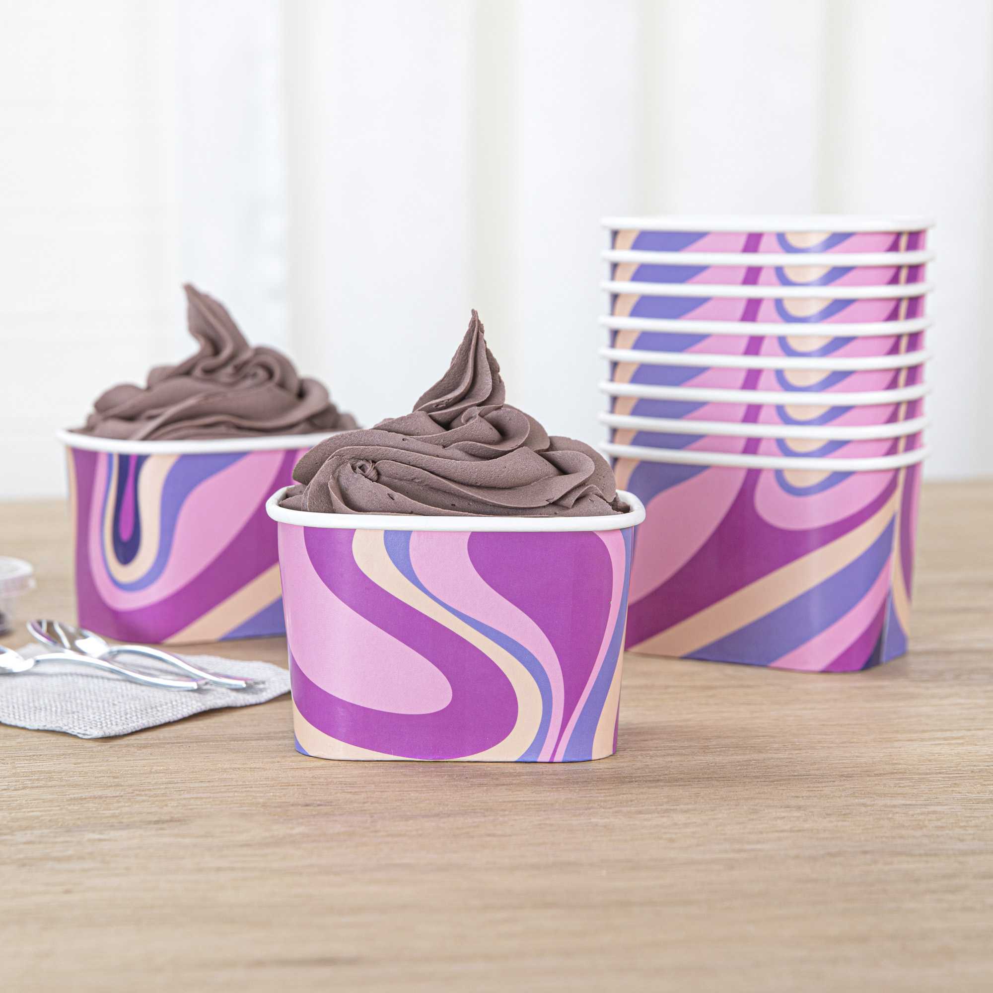 Coppetta 12 oz Square Pink And White Ombre Paper To Go Cup - 4 1/4" x 3 1/4" x 2 3/4" - 50 count box