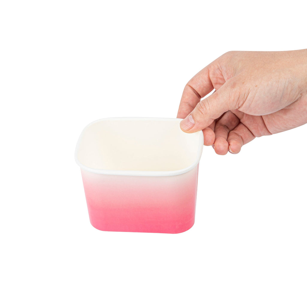 Coppetta 12 oz Square Pink And White Ombre Paper To Go Cup - 4 1/4" x 3 1/4" x 2 3/4" - 200 count box
