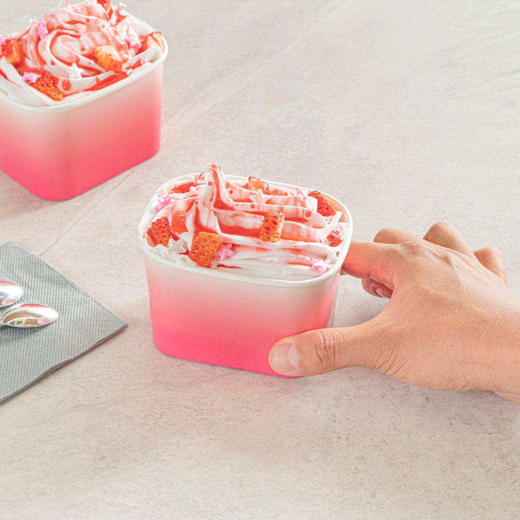 Coppetta 12 oz Square Pink And White Ombre Paper To Go Cup - 4 1/4" x 3 1/4" x 2 3/4" - 200 count box