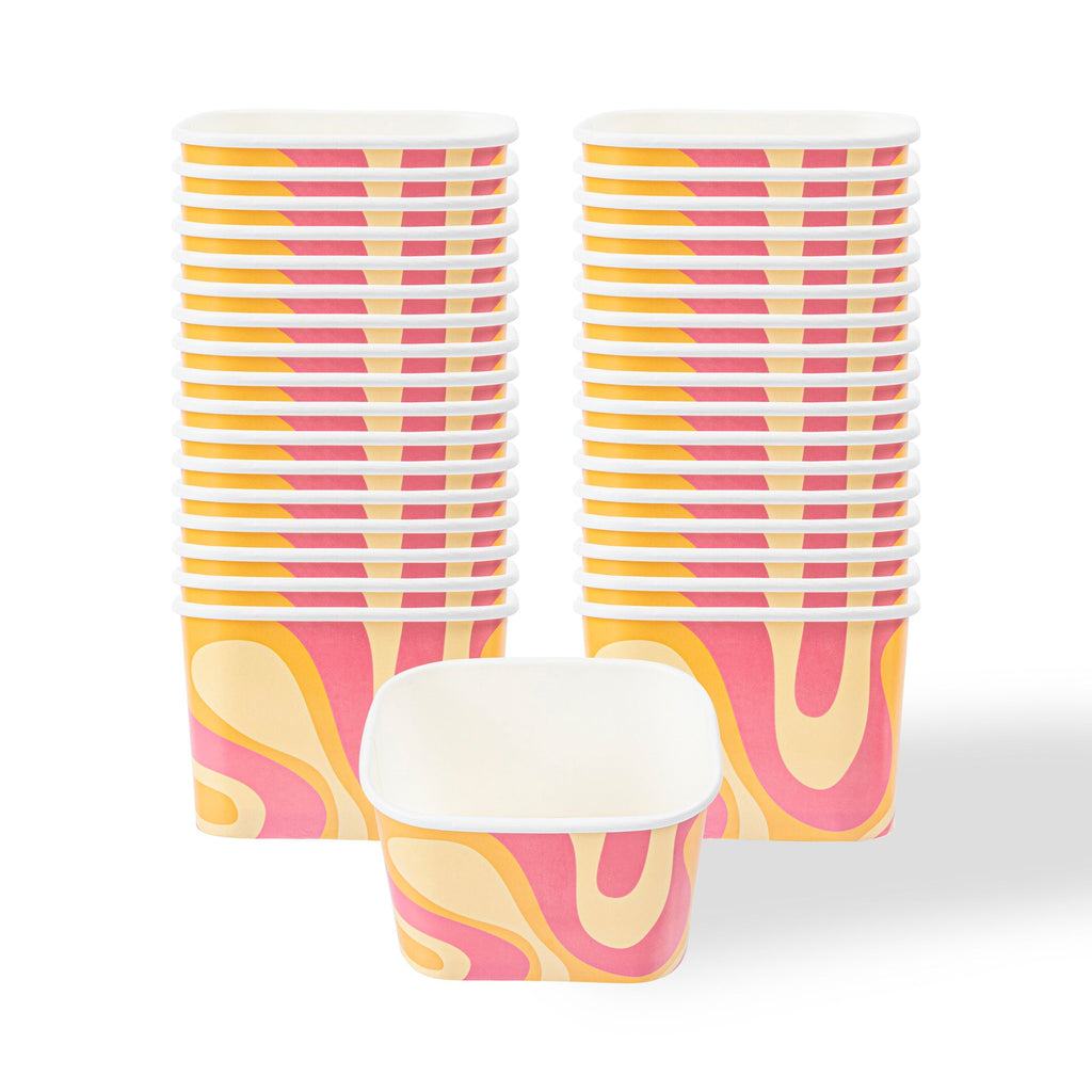 Coppetta 12 oz Square Tropical Twist Paper To Go Cup - 4 1/4" x 3 1/4" x 2 3/4" - 200 count box