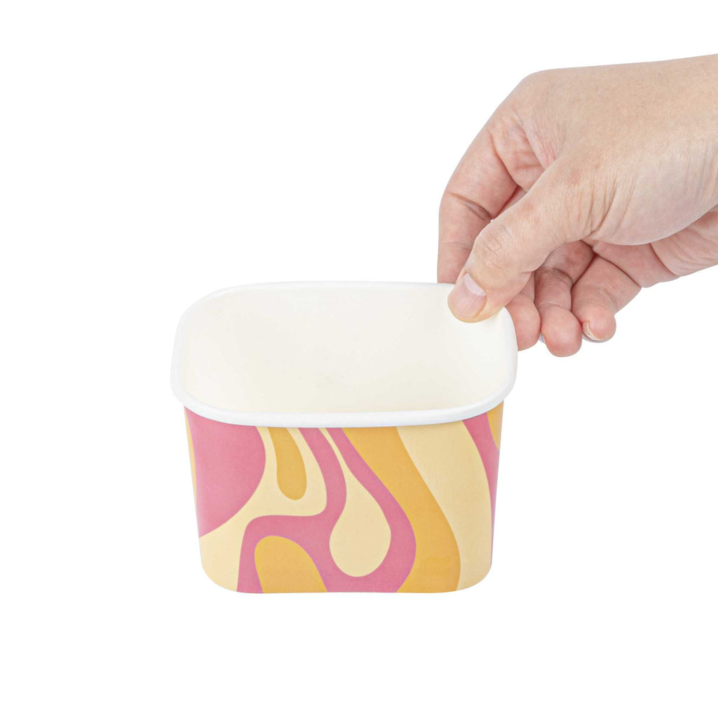 Coppetta 12 oz Square Tropical Twist Paper To Go Cup - 4 1/4" x 3 1/4" x 2 3/4" - 50 count box