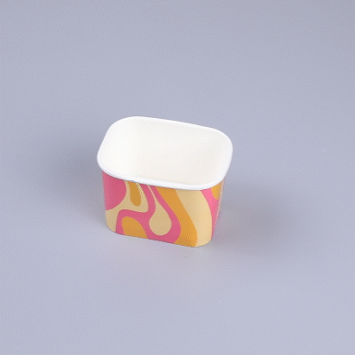 Coppetta 12 oz Square Tropical Twist Paper To Go Cup - 4 1/4" x 3 1/4" x 2 3/4" - 50 count box