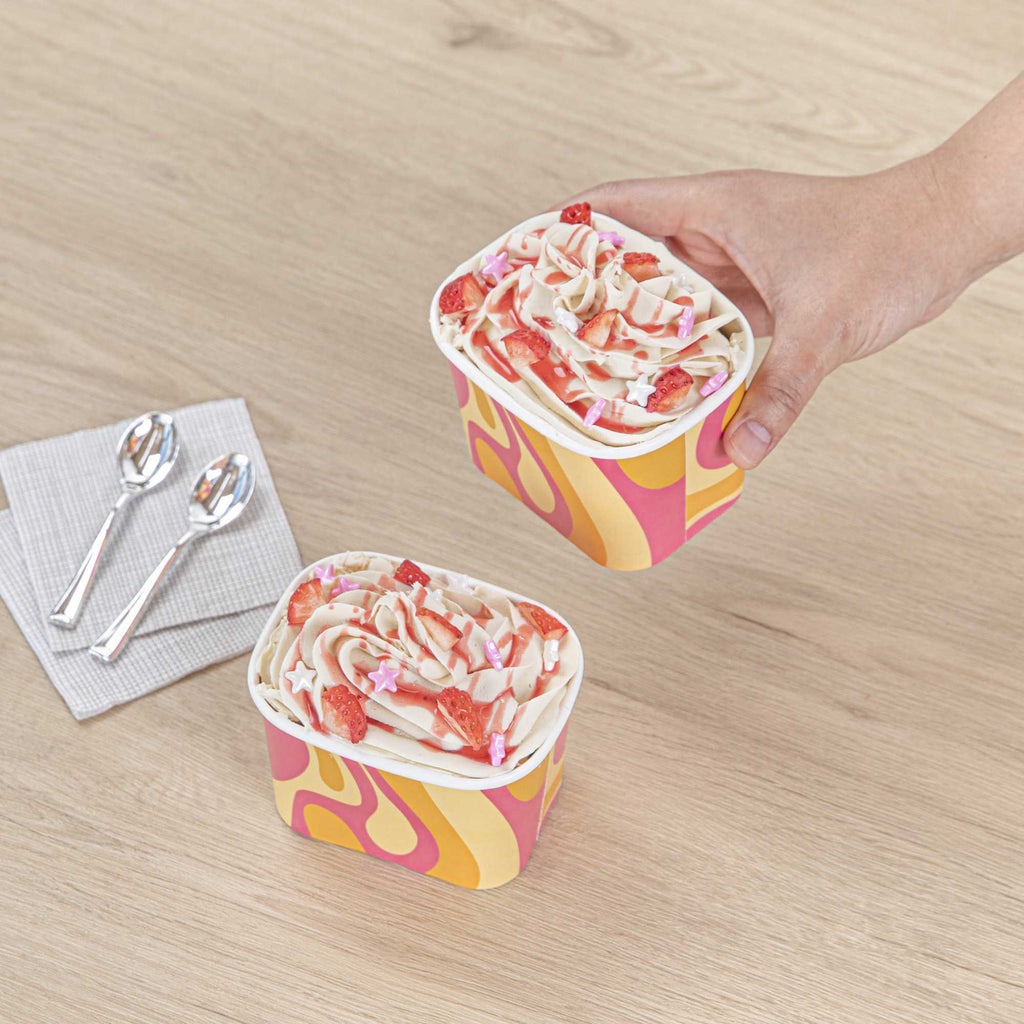 Coppetta 12 oz Square Tropical Twist Paper To Go Cup - 4 1/4" x 3 1/4" x 2 3/4" - 50 count box