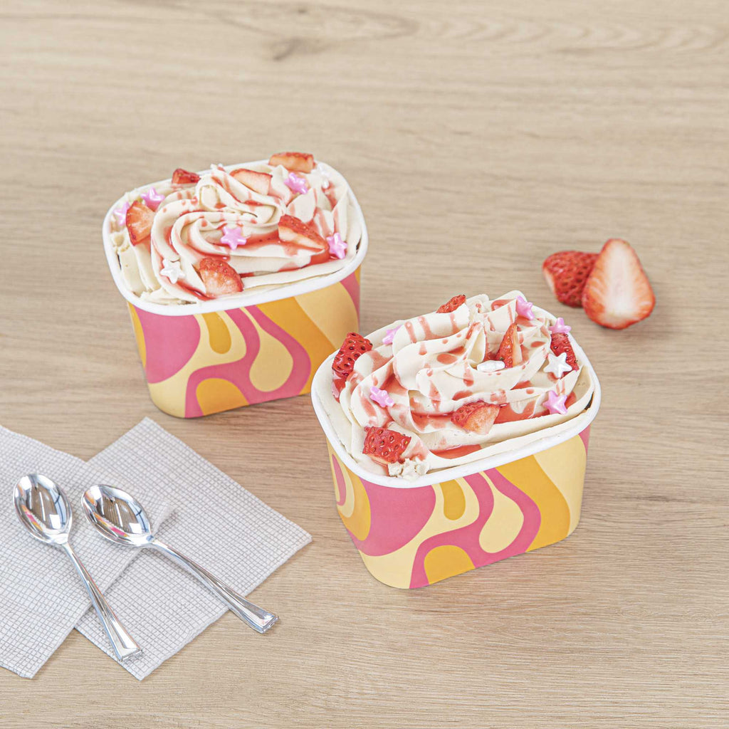Coppetta 12 oz Square Tropical Twist Paper To Go Cup - 4 1/4" x 3 1/4" x 2 3/4" - 50 count box