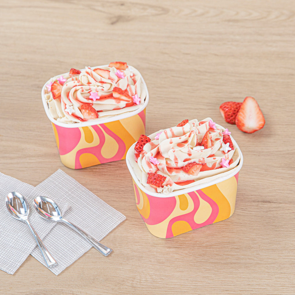 Coppetta 12 oz Square Tropical Twist Paper To Go Cup - 4 1/4" x 3 1/4" x 2 3/4" - 200 count box