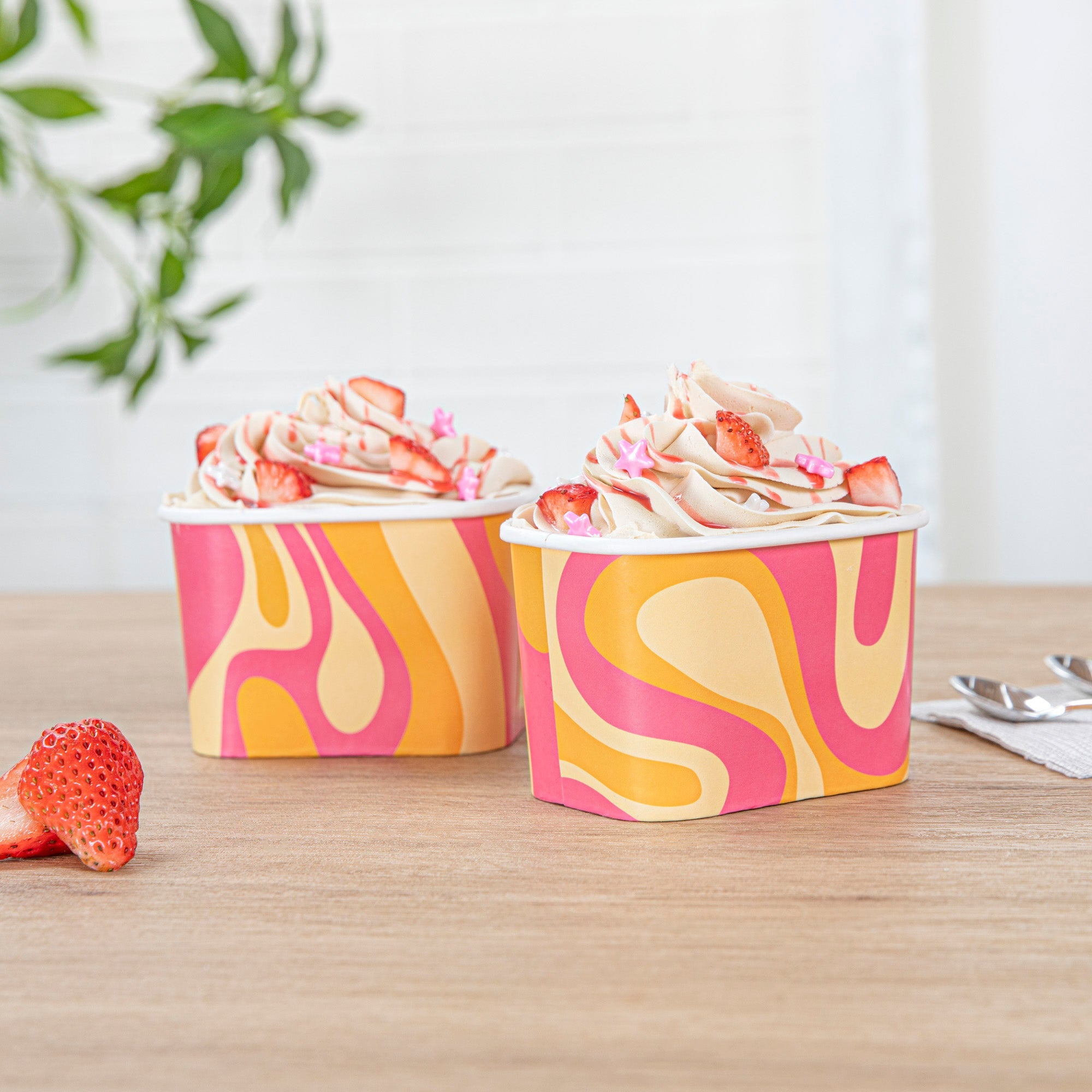 Coppetta 12 oz Square Tropical Twist Paper To Go Cup - 4 1/4" x 3 1/4" x 2 3/4" - 200 count box