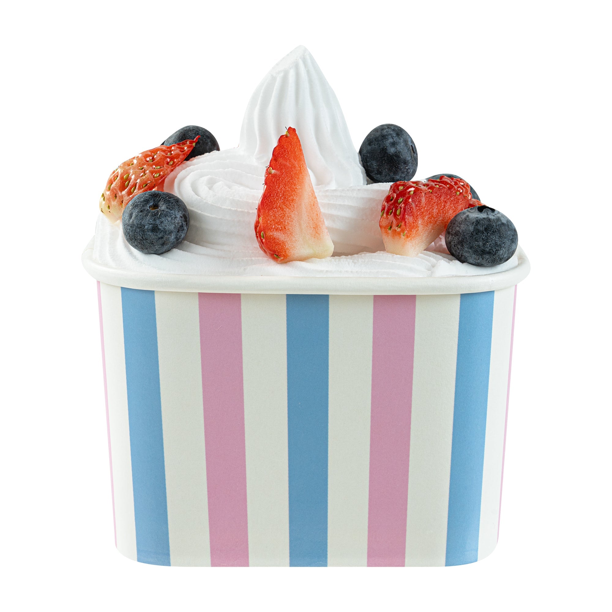 Coppetta 12 oz Square Pink And Blue Stripe Paper To Go Cup - 4 1/4" x 3 1/4" x 2 3/4" - 200 count box